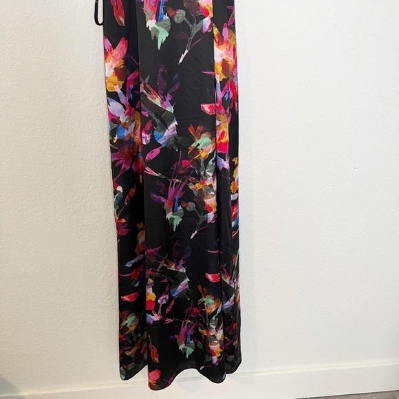 Aidan Mattox Printed Satin Wrap-Front Gown - Picture 8 of 10